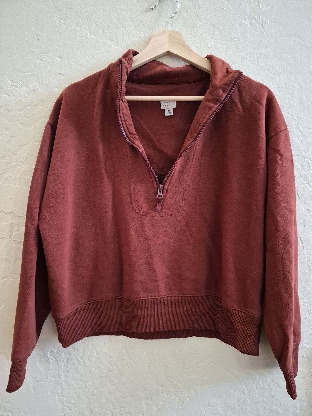 a new day Rust Half-Zip Hooded Sweatshirt
